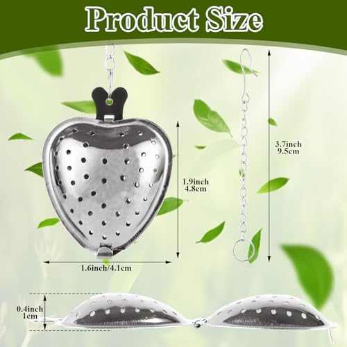 50 Pack Tea Strainer, Stainless Steel Tea Infuser, Heart Tea Ball for