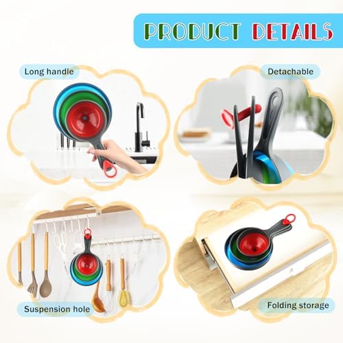 3 Set Silicone Canning Funnel for Wide and Regular Jars,Collapsible