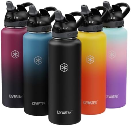 ICEWATER 40 oz Pop-Up Straw Leak-Proof Lock Lid Insulated Water Bottle