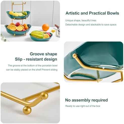 3 Tier Ceramic Fruit Bowl for Kitchen Counter