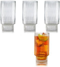 Qualia Carousel Highball Glasses Set of 4 Ribbed Glass Cups 18 oz
