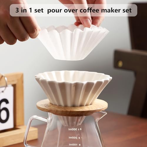 Bincoo 400ML Ceramic Pour Over Coffee Maker Set
