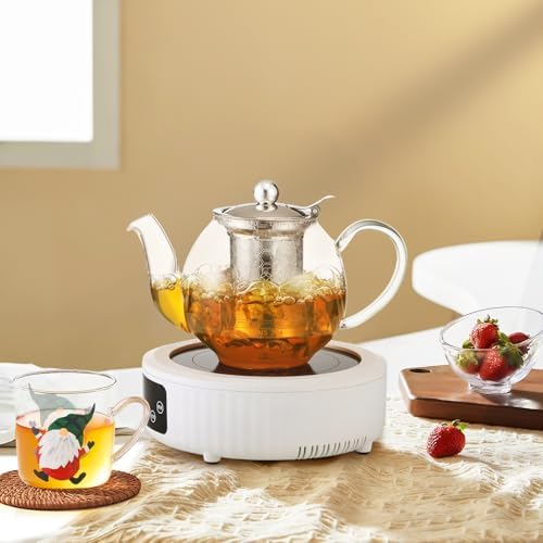 Hand Painted Glass Teapot, 1000ml/35oz, Lemon