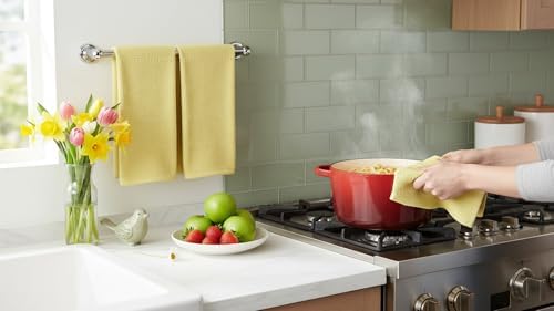 Serafina Home Light Butter Yellow Kitchen Hand Dish Towels: Oversized