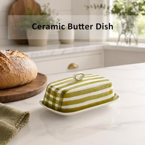 Ceramic Butter Dish with Lid, Kitchen Countertop Large Butter Holder