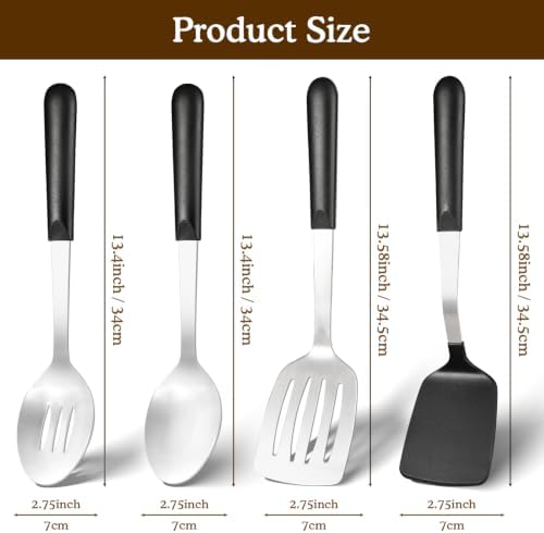 4 Pcs Cooking Utensils Set, Stainless Steel Kitchen Utensils, Heat
