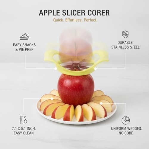 Kitchen Counter Fruit Prep Tool, Stainless Steel Apple Slicer and