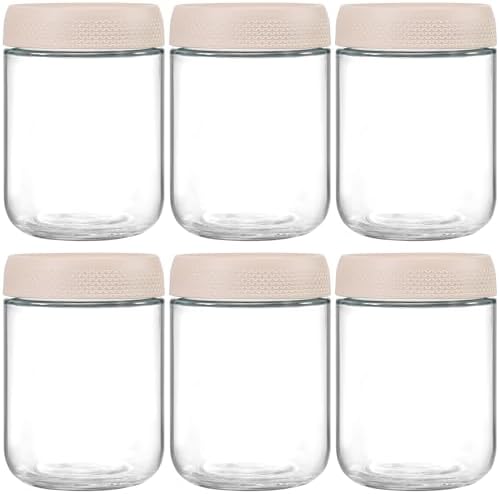 NETANY 16 oz Glass Jars with Airtight Lids, 6 Pack