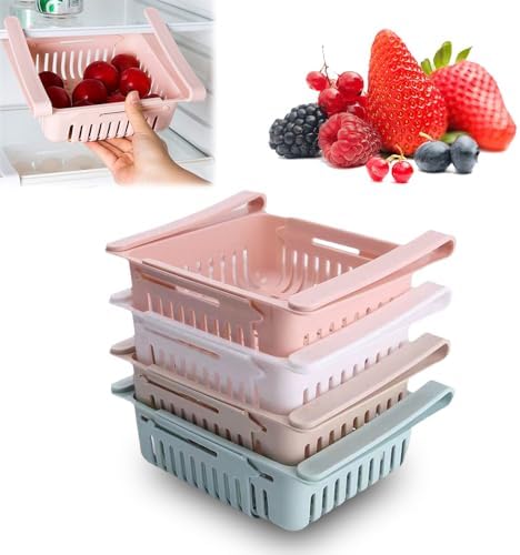 AIIONP Refrigerator Storage Basket Rack, 2025 New Adjustable Fridge