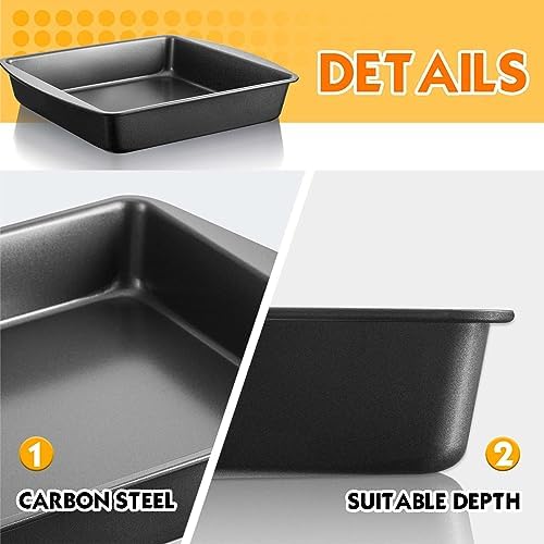 Tioncy 6 Pack 9x9 Square Baking Pans, Nonstick Stainless Steel Cake