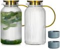 Buaic 2 PACK Glass Pitcher with Lid, 68 oz Glass Carafe with Silicone