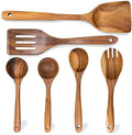 Souped Up Recipes 6 Piece Natural Teak Wooden Kitchen Utensils Set
