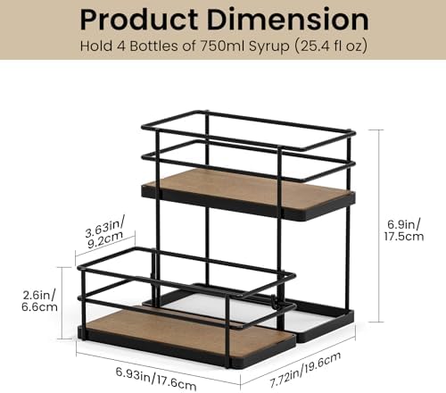 THYGIFTREE 2-Tier Coffee Syrup Rack, 4 Bottle Stand