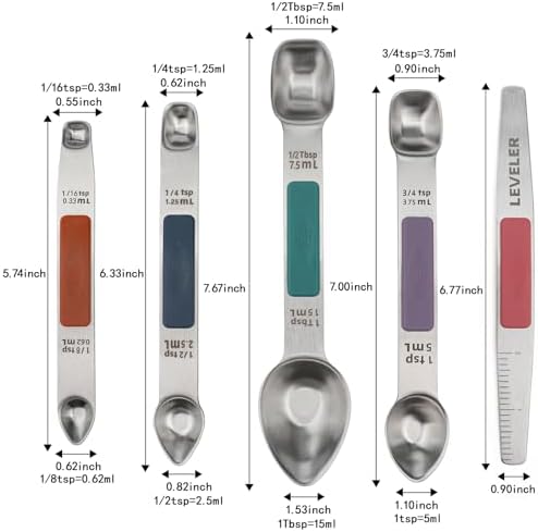 Magnetic Measuring Spoons Set Stainless Steel Double Sided Measuring