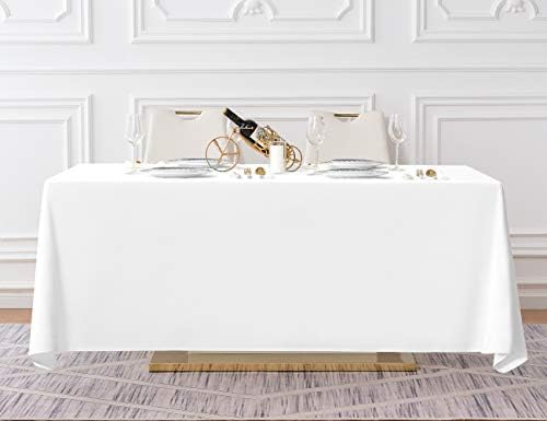Surmente 90x156 Inch White Tablecloth for 8 Foot Rectangle Tables