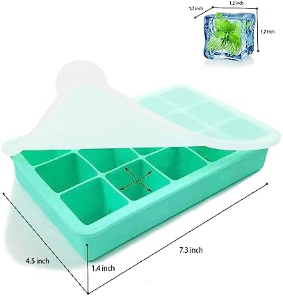 2 Pack Silicone Ice Cube Trays, Easy Release Flexible-15 Cubes Ice