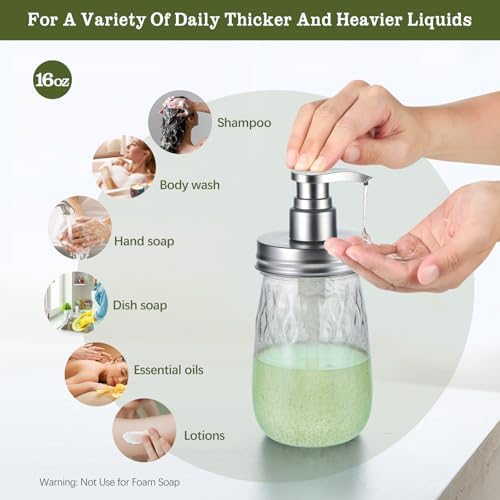 Amolliar Plastic Soap Dispenser with Pump Lid, 16 Oz Kitchen Dish