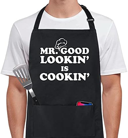 Xornis 100% Cotton Funny Apron with 2 Pockets for Men Women BBQ