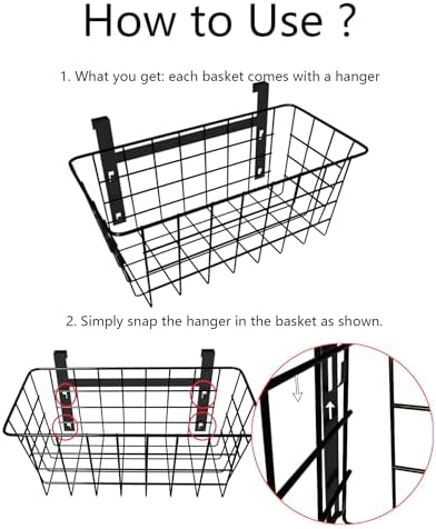 MaraFansie Basket with Hook, Grid Storage Basket, Over the Cabinet