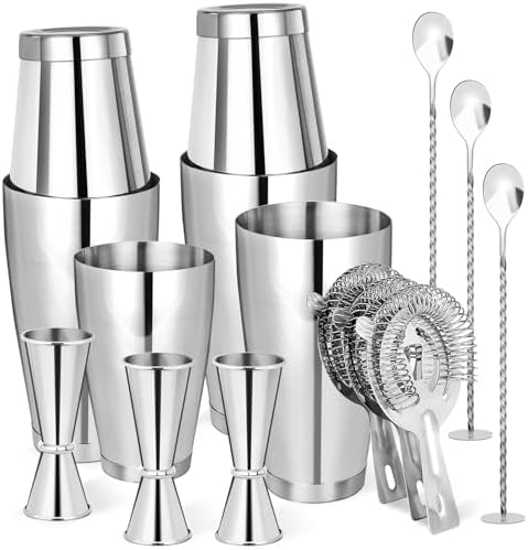 Mwellewm Cocktail Shaker Set,Boston Shaker 15Pc Drink Shaker