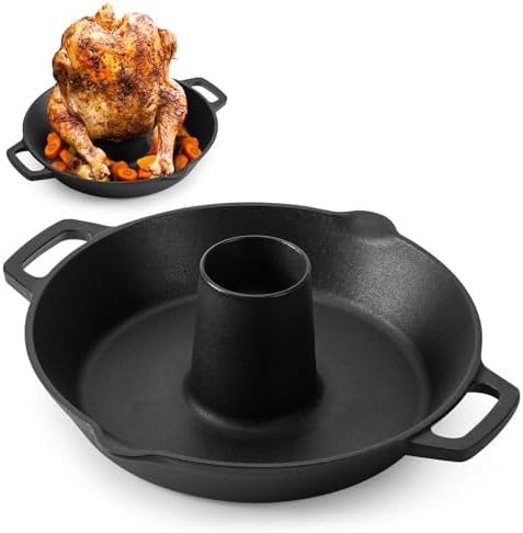 Onlyfire Pre-Seasoned Universal Cast Iron Chicken Roaster for Most