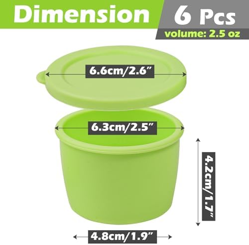 Webake 2.5 oz Salad Dressing Container to Go, 6 Pack Silicone Sauce