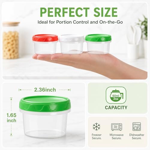 EONJOE 2oz Airtight Small Plastic Food Storage Containers with Lids