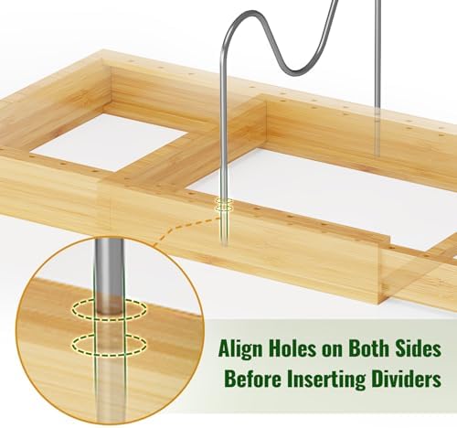 Tomorotec Bamboo Pot Lid Holder with Adjustable Stainless Steel