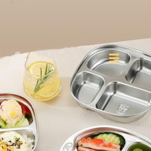 5-Pack Stainless Steel Divided Plates with Lids – Adults Portion