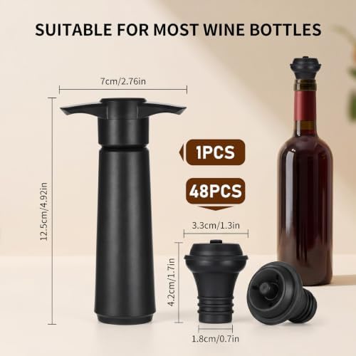 48 Pcs Wine Saver Pump with Vacuum Bottle Stoppers, Resealable