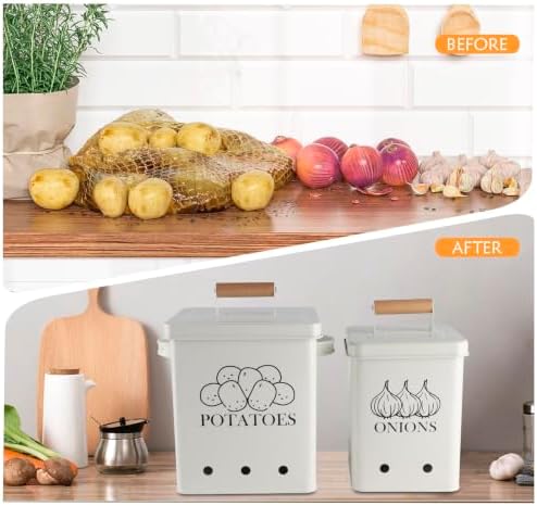 Potato and Onion Storage Bin Set with Lid, Kitchen Vegetable Storage