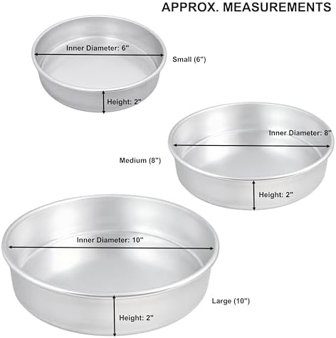 Set of 3 Aluminum Round Cake Pans, Deep Dish Pizza Pans, Baking &