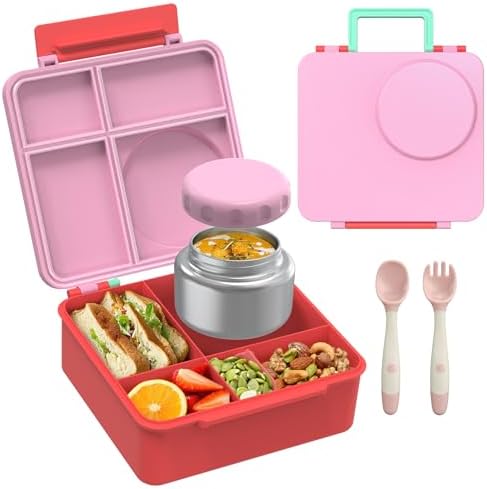 Bento Lunch Box Set for Kids, 8oz Soup Thermo, Pink