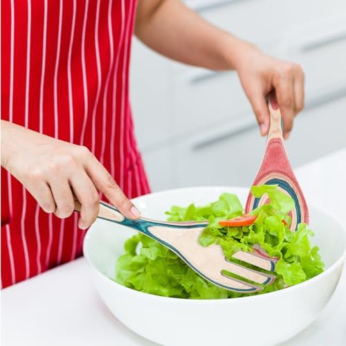 MYRAINBOW Salad Tongs, Wooden Spoons, Pakkawood Salad Tongs for