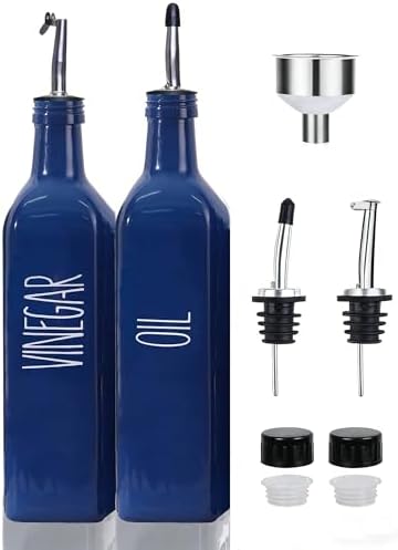 Blue Glass Oil and Vinegar Dispenser Set