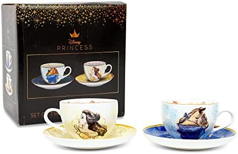 Disney Beauty and the Beast Bone China Teacup and Saucer, Set of 2