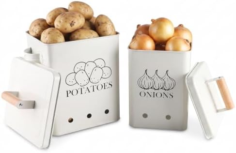 Potato and Onion Storage Bin Set with Lid, Kitchen Vegetable Storage
