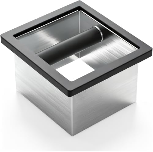 Espresso Knock Box,Built-in Desktop Stainless Steel coffee knock box