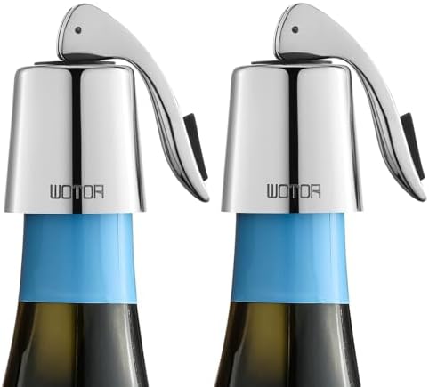 WOTOR Stainless Steel Wine Bottle Stoppers with Silicone, Silver