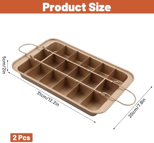 2 Pack Brownie Pan with Dividers 12.4X8X2 Inches and Brownie Cutter