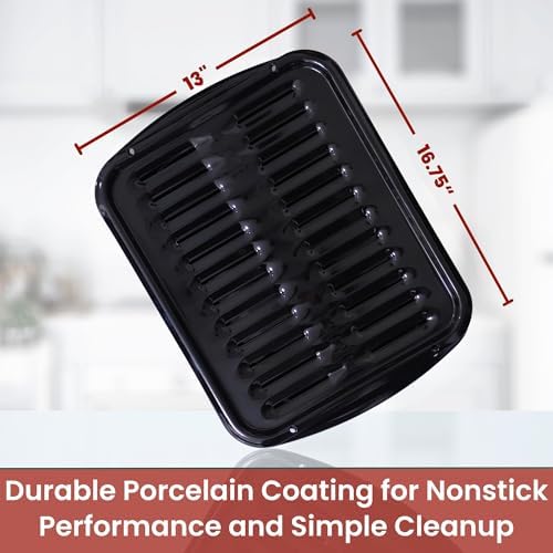 Broiler Pan for Oven Nonstick 16.75” x 13” Porcelain Nonstick Coated