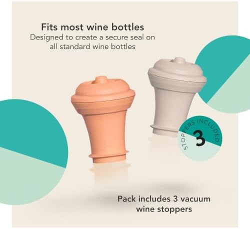 Vacu Vin Loop Wine Stopper, 4-Pack Wine Bottle Stopper, Cork