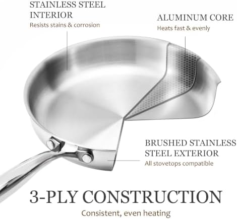 CAROTE 30 PCS Tri-Ply Stainless Steel Cookware Set, Pots and Pans Set, Non Toxic Induction Kitchen Cooking Sets, Cookware Collection, Silver