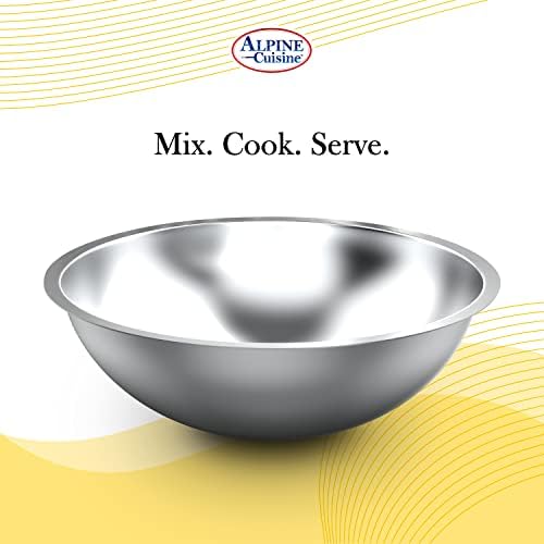 Alpine Cuisine 3-Quart Stainless Steel Kitchen Mixing Bowls, Salad