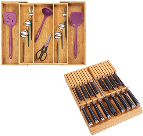 Utoplike In-drawer Knife Block Bamboo Kitchen 16 Knifes Drawer