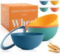 Wheat Straw Bowls Set with Lids, Unbreakable 40 OZ Cereal Bowls Set of