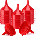 Honeydak 18 Pcs Plastic Funnels Wide Mouth Long Spout, Red