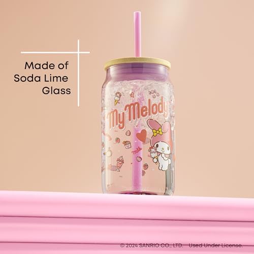 JoyJolt Sanrio Hello Kitty and Friends Favorite Flavor Glass Tumbler