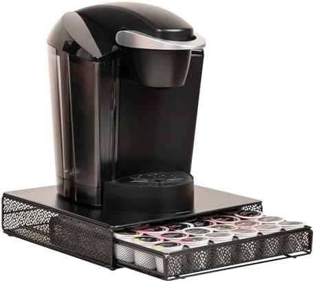 Mind Reader Single Serve Coffee Pod Drawer, 36 Pod Capacity, Countertop Organizer, Removable Dividers, Metal, Black