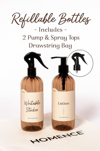 Soap Dispenser Bottle Set Light Amber Color I 2 Pump & 2 Spray Heads